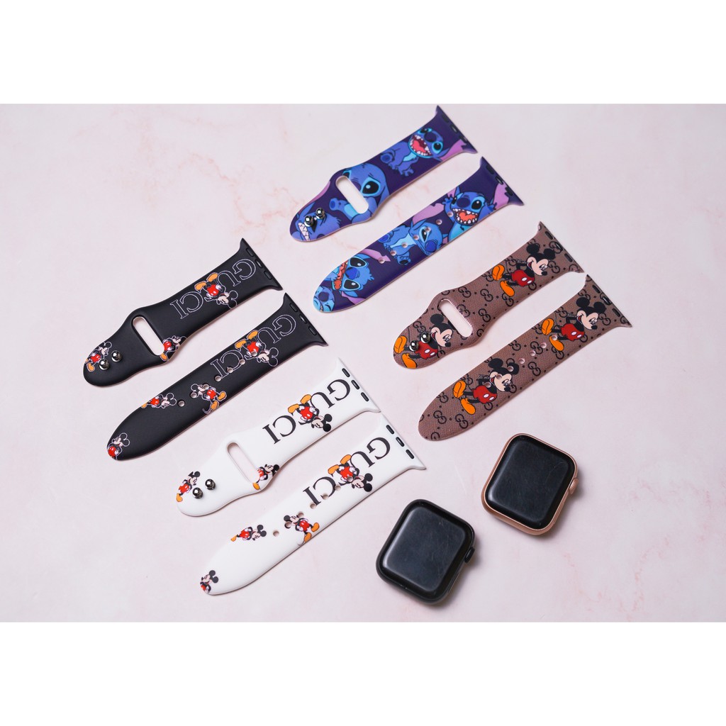 Dây Apple Watch Cao Su Chuột Mickey và Stich Cực Dễ Thương