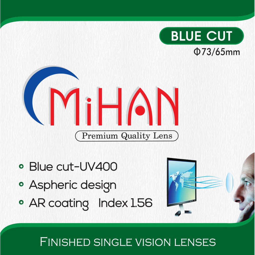 (Cắt lắp) Tròng kính chống Ánh sáng xanh (Blue cut), chống chói, chống UV Hàn Quốc 1.56
