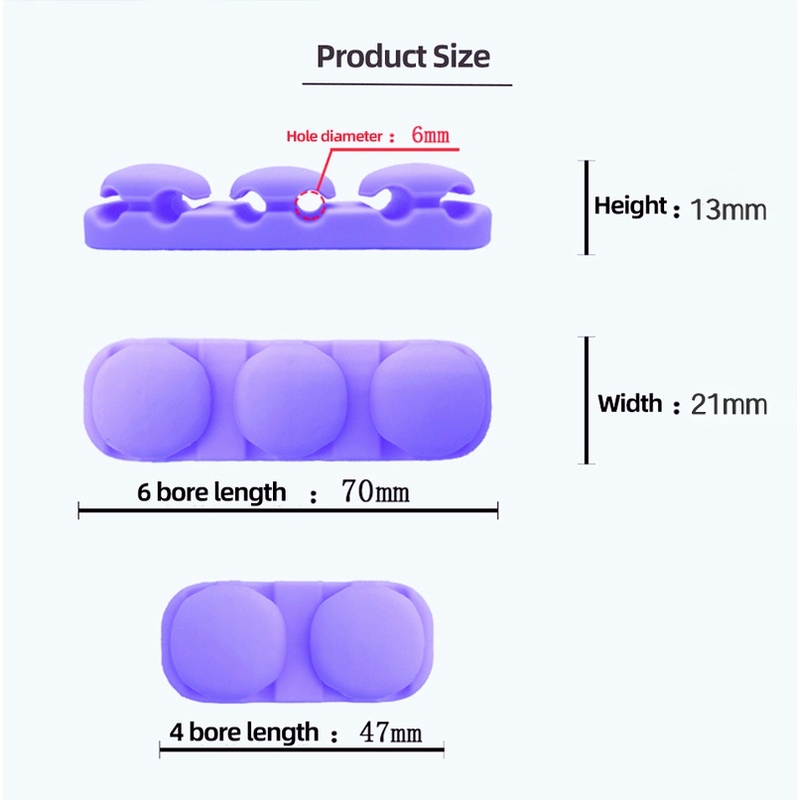 1 Dụng Cụ Cố Định Dây Cáp / Dây Cáp Sạc / Chuột Bằng Silicon Màu Trơn Siêu Dính