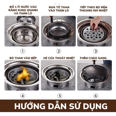 Bếp nướng than hoa Hàn Quốc - Bếp nấu lẩu BBQ than hoa không khói