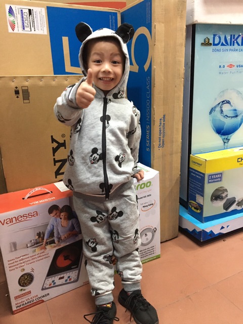Bộ nỉ bông có mũ mickey 12-18 kg ( hình thật 100%)