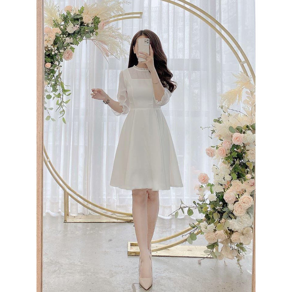 [Mã WAMT1505 giảm 10K đơn 0K] [có video] Đầm nữ trắng voan xòe dạo phố hay dự tiệc cưới cực dễ thương | BigBuy360 - bigbuy360.vn