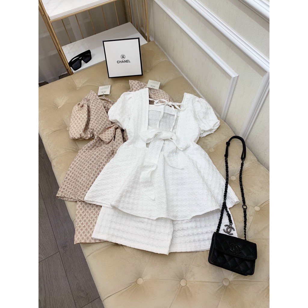 (Hàng Loại 1) Đồ Bộ Nữ, Set Bộ Sốp Đùi Nữ Cao Cấp, Tay Bồn, Phần lưng chun Phối Dây Nơ, S1006 | BigBuy360 - bigbuy360.vn