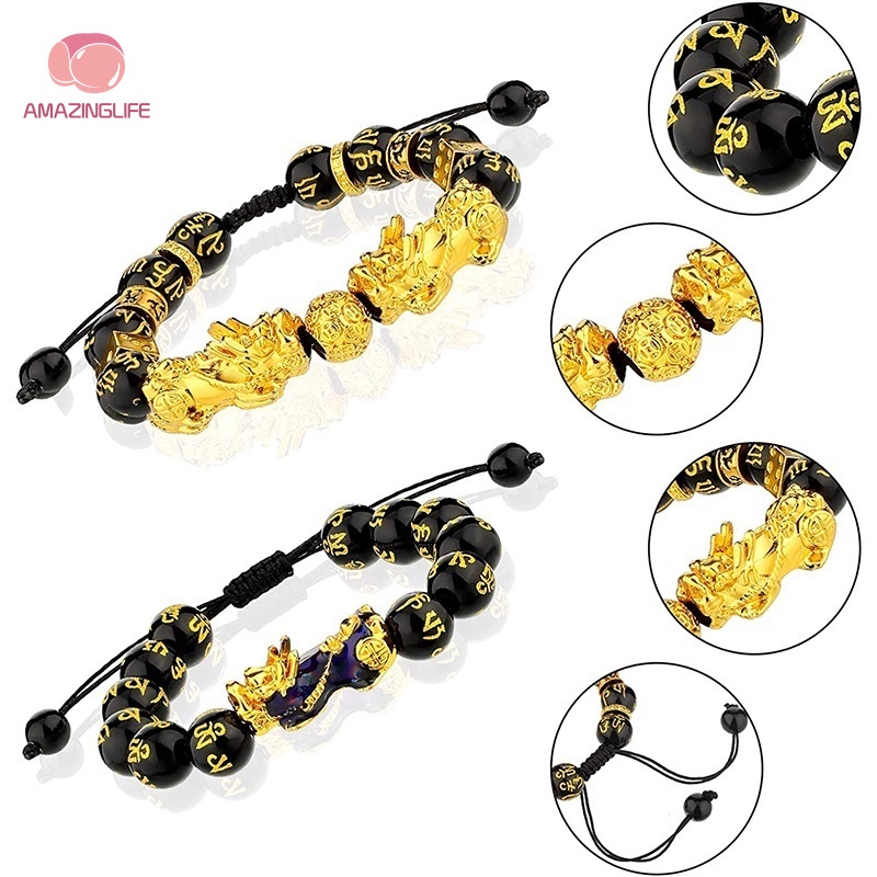 Vòng Tay Chuỗi Hạt Đá Obsidian Đen Co Giãn 10 / 12 / 14mm Có Thể Điều Chỉnh Kích Thước Dành Cho Nam Và Nữ