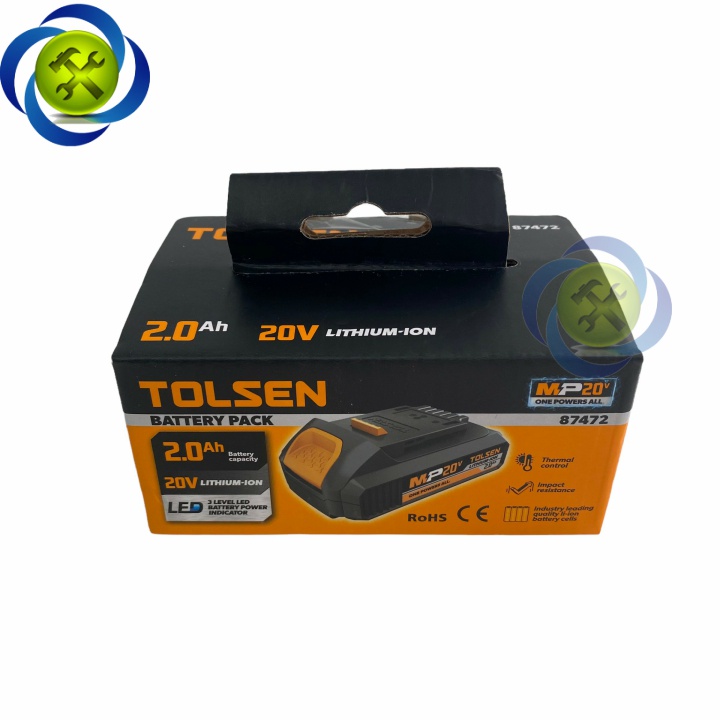 Pin 20V 2.0Ah Tolsen 87472 (tương thích với tất cả các công cụ không dây TOLSEN MP20V)