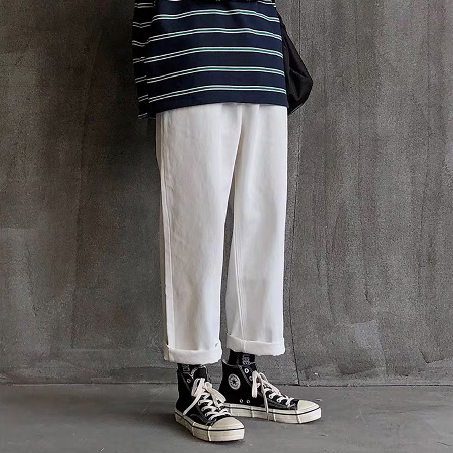Quần kaki ống suông xắn gấu,Quần Baggy Nam Nữ KAKI Ống Suông Unisex co giãn trẻ trung năng động - Hàng nhập khẩu