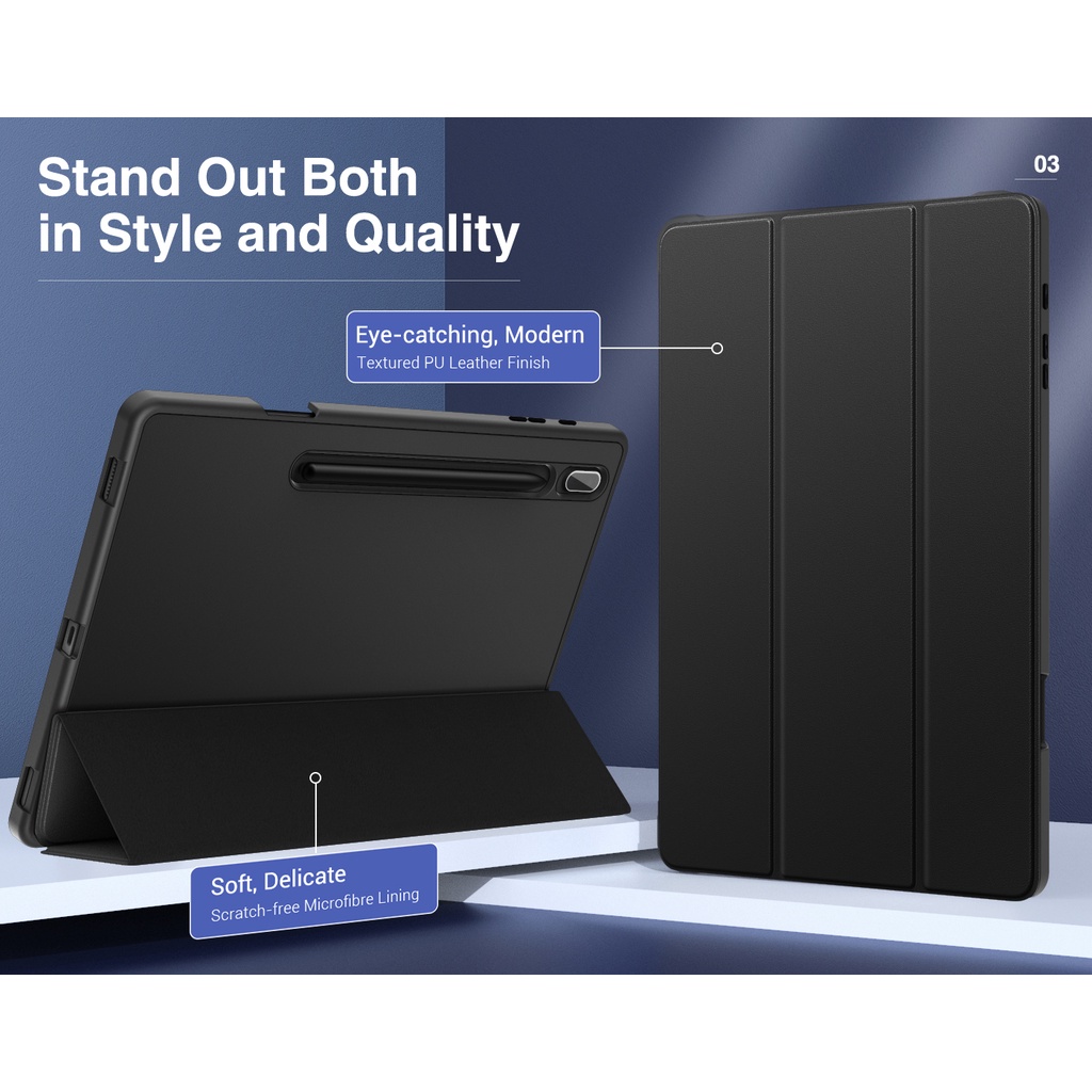 Bao Da Máy Tính Bảng TPU Chống Sốc Thông Minh Cho Samsung Galaxy Tab S8 Plus 12.4 Inch 2022 / S7 FE 12.4-Inch 2021 &amp; Tab S7 Plus 2020 Giá Đỡ