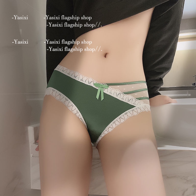 Quần Lót cotton Phối Ren Siêu Mỏng Lưng Thấp Không Đường May Kháng Khuẩn Thoải Mái Cho Nữ