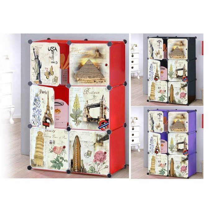 TỦ LẮP GHÉP 6 Ô DÀNH CHO NGƯỜI LỚN DÙNG TẶNG KÈM TREO ĐỒ