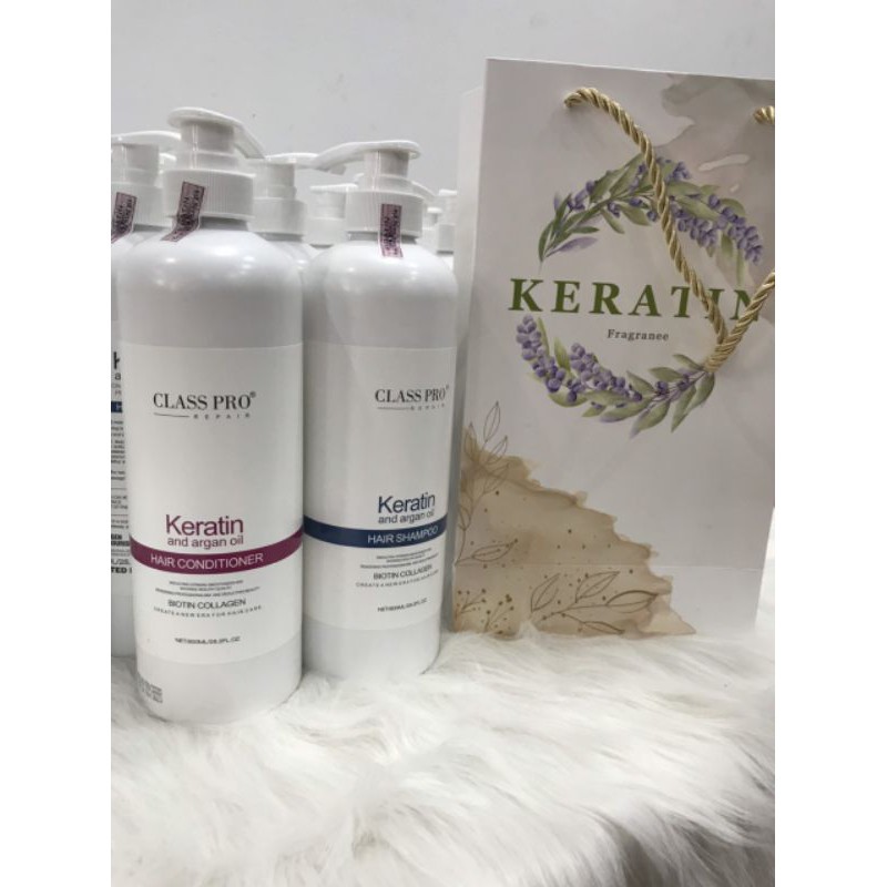 Cặp Dầu Gội Xả Class Pro Keratin Chuyên Phục Hồi Mềm Mượt 800ml x 2