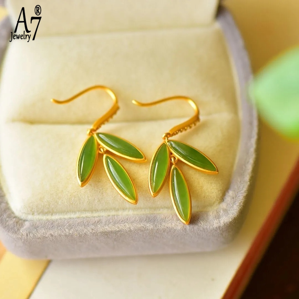 Bông Tai Mạ Bạc 925 Hình Cỏ Ba Lá Đính Đá Xinh Xắn Thời Trang