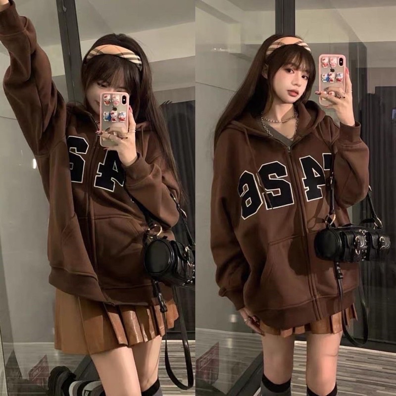 Áo Khoác Hoodie Zip Nỉ Bông F4.26 màu NÂU/XÁM/Nam nữ Unisex/FREESHIP  Áo Hoodie Dây Kéo Jaystoree