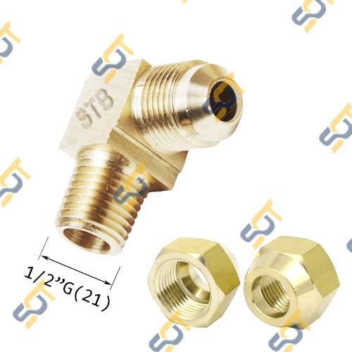 Co ren ngoài 1/2 (21), 1 đầu côn lồi NPT (Brass Flare Fitting Male Elbow 90)