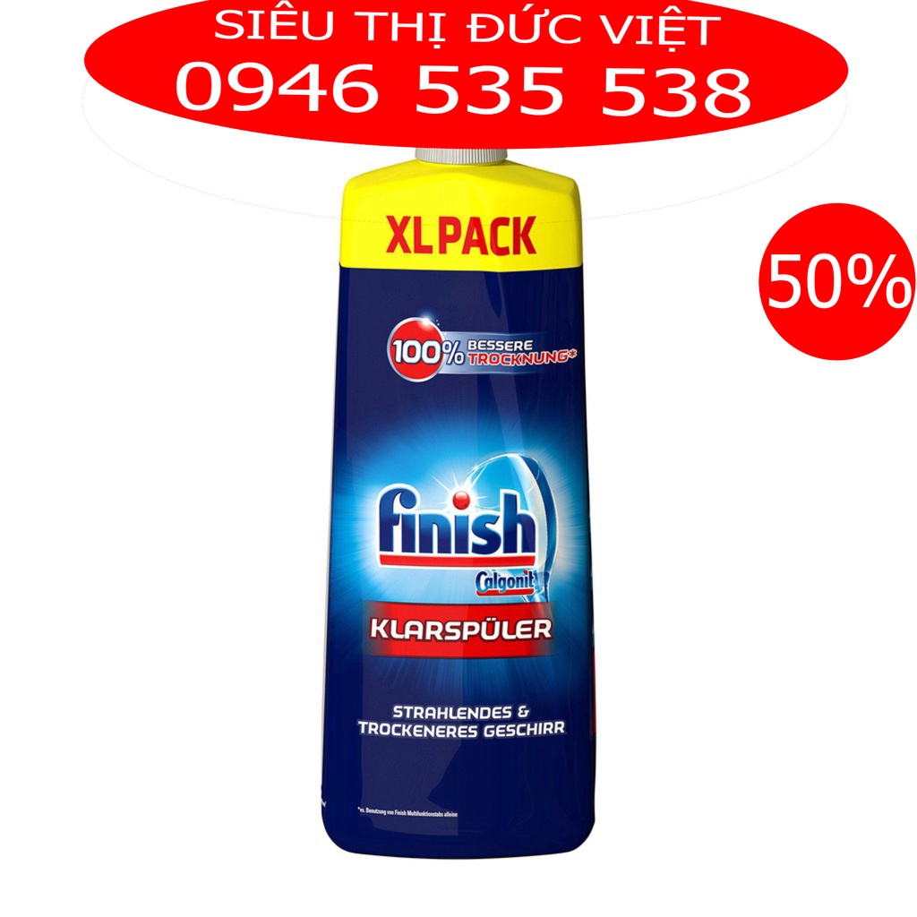 Nước trợ xả Finish 750ml làm bóng và khô chén bát cho máy rửa chén, nước làm bóng bát finish 1500ml