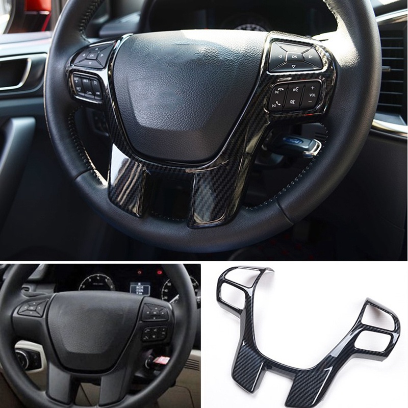 Khung Dán Trang Trí Vô Lăng Xe Hơi Ford Ranger Everest Endeavour 2015 + Bằng Sợi Carbon
