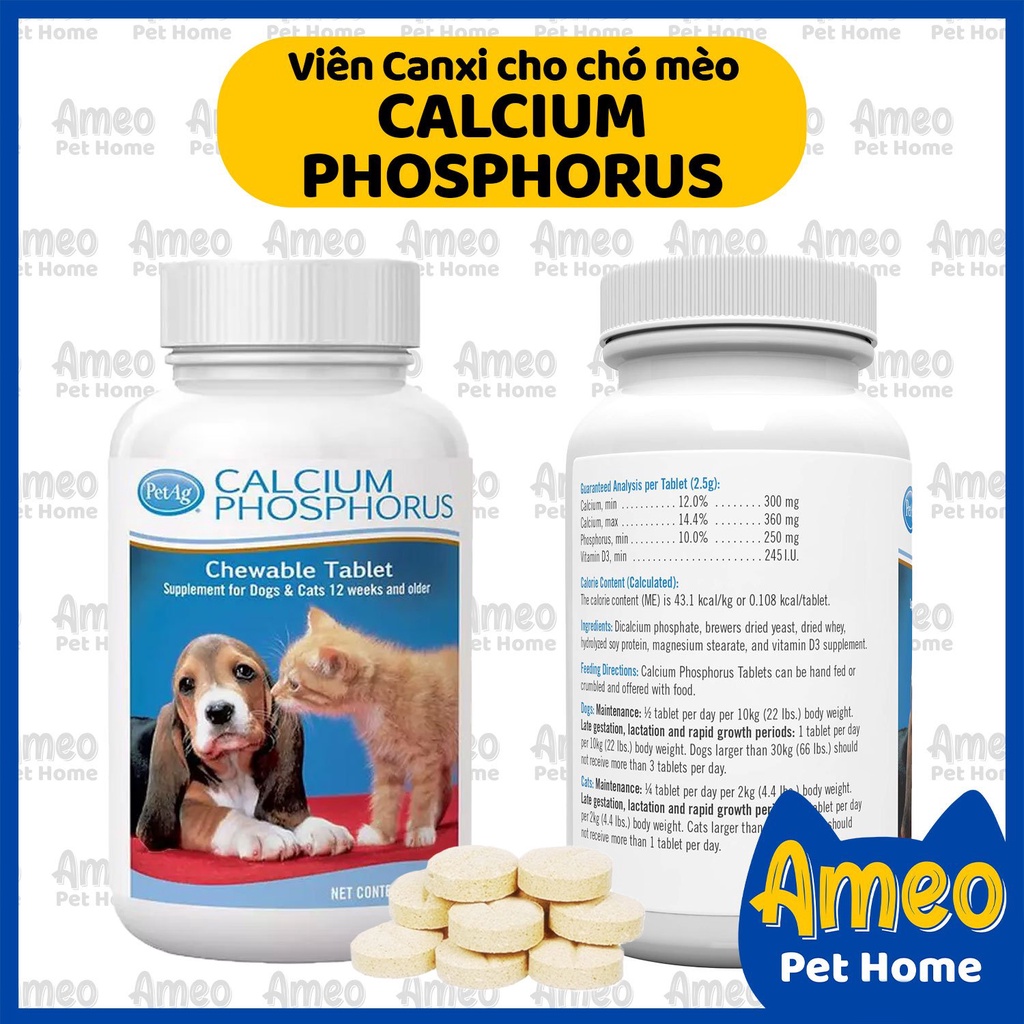 Viên bổ sung canxi cho chó mèo | CANXI PETAG CALCIUM PHOSPHORUS