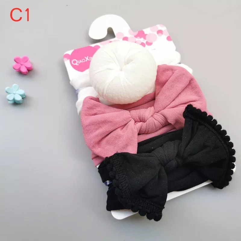 Combo 3 turban băng đô cho bé gái 0-3 tuổi ms36699