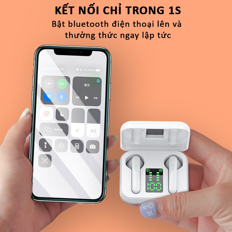 Tai nghe không dây TWS bluetooth SIDOTECH Air1S mini true wireless pin trâu chống ồn có mic màn LED gaming thể thao