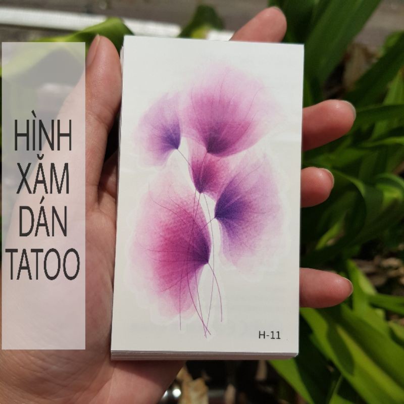 Hình xăm hoa màu loang h11. Xăm dán tatoo mini tạm thời, size &lt;10x6cm