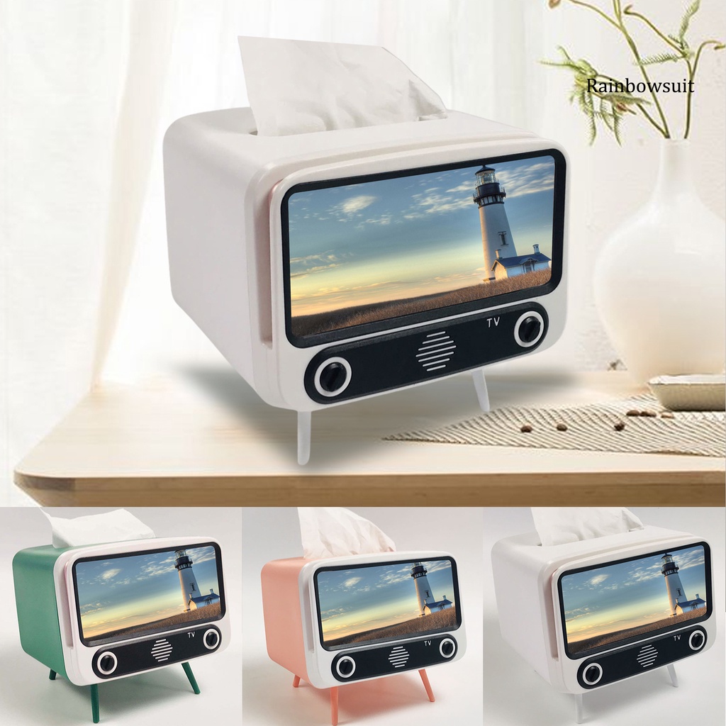 RB- Phone Holder TV Shape Multifunctional Bracket Creative Tissue Box Bedroom