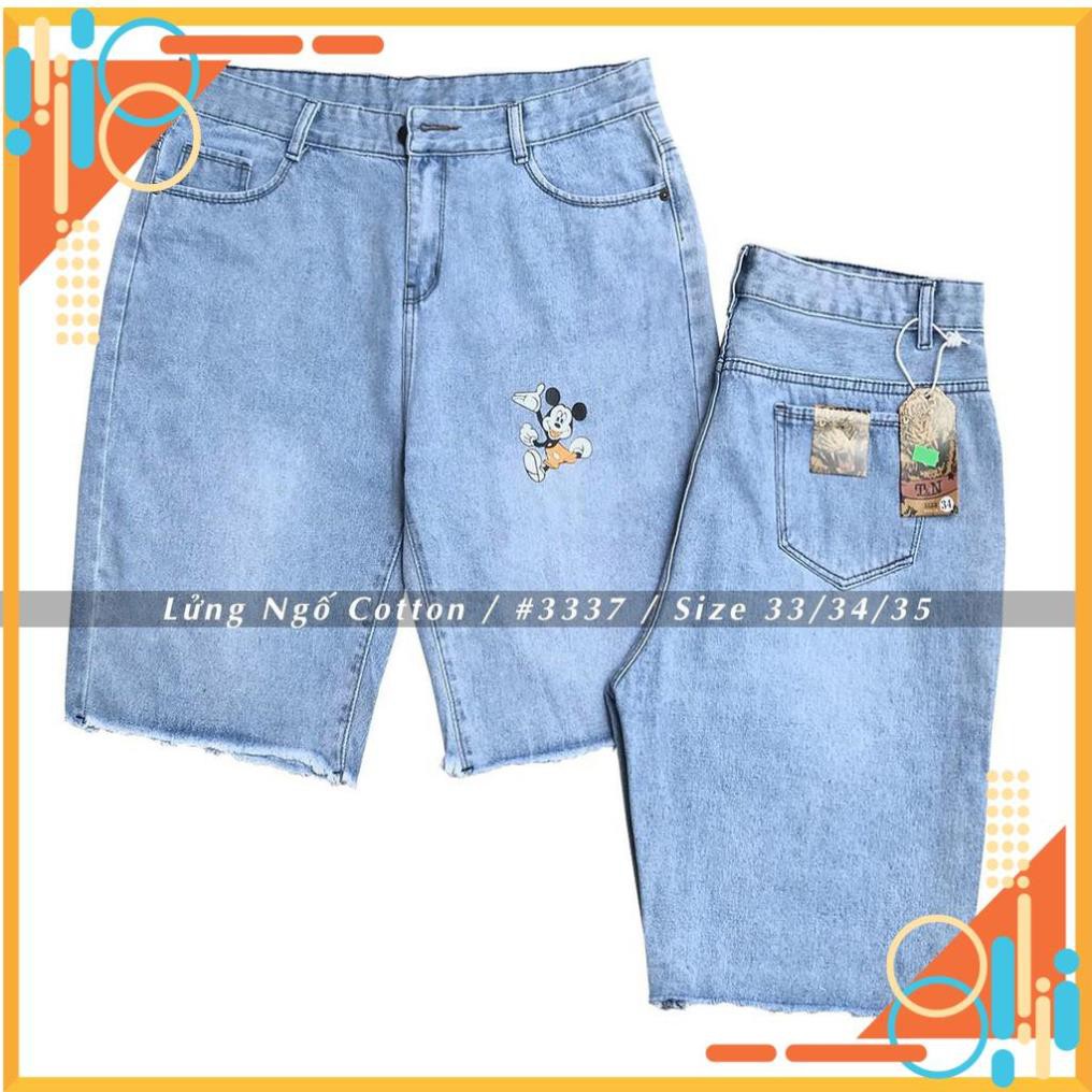 Quần jean ngố / lửng / 7 tấc BIG SIZE lưng cao, rách bụi đẹp, in hình mèo hello kitty 3336