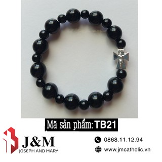 Chuỗi Mân Côi 10 hạt đeo tay MN màu đen đẹp 10mm