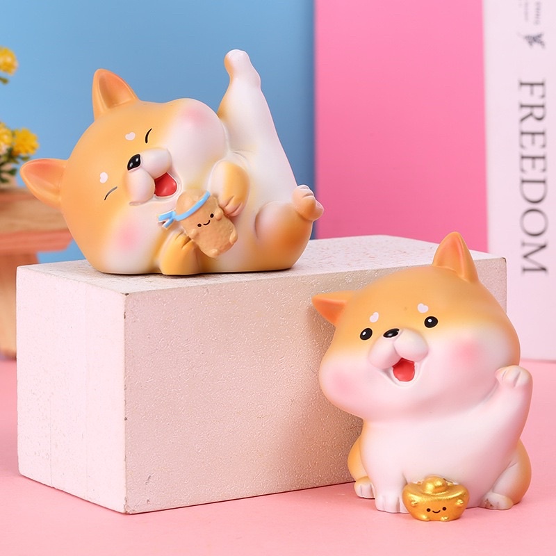 Tượng chó shiba may mắn, tài lộc để làm quà tặng, trang trí bàn học, bàn làm việc, taplo ô tô Mee Store