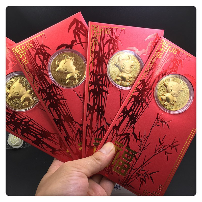 Lì xì đồng vàng chú TRÂU may mắn mạ vàng 24K - TẾT TÂN SỬU 2021 - C01