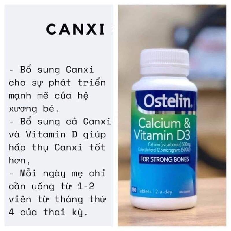 [Chuẩn Air] Calcium & Vitamin D3, CANXI BẦU, Canxi Ostelin cho bà bầu và sau sinh  - Xuất xứ Úc