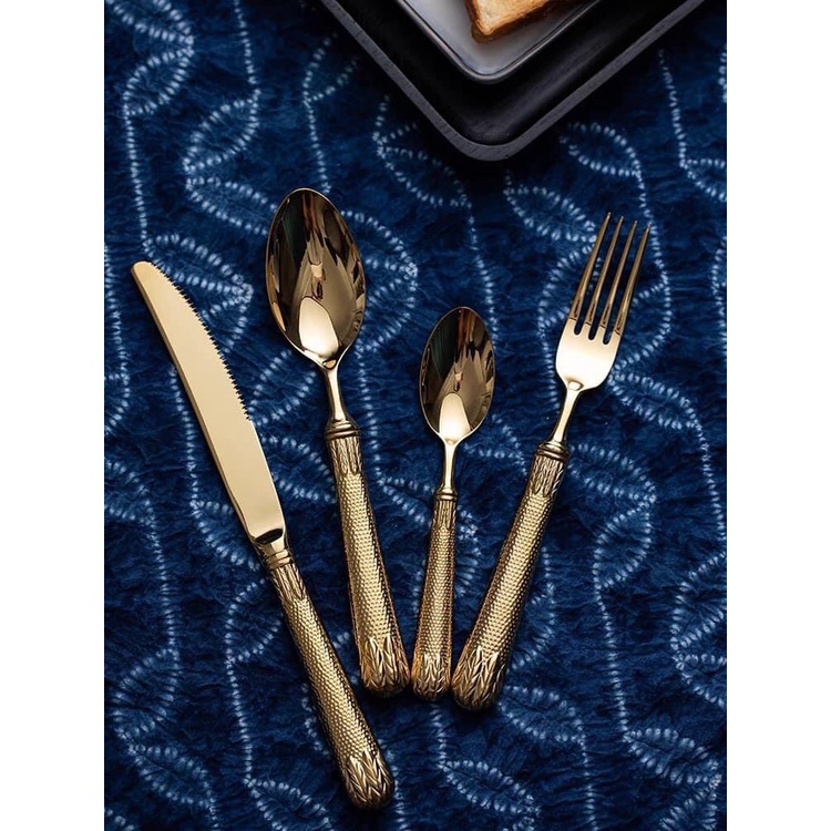 Thìa, đũa, dĩa, dao vàng phong cách Bắc Âu cao cấp,[CÓ ẢNH THẬT], thiết kế tinh tế độc đáo, chất liệu inox 304 sang trọn