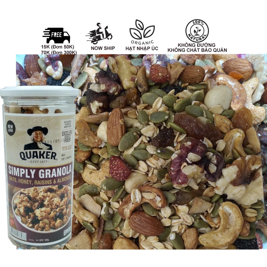 500Gr Granola siêu hạt ăn kiêng giảm cân không đường với hơn 12 loại hạt dinh dưỡng nhập từ Úc (5%yến mạch)