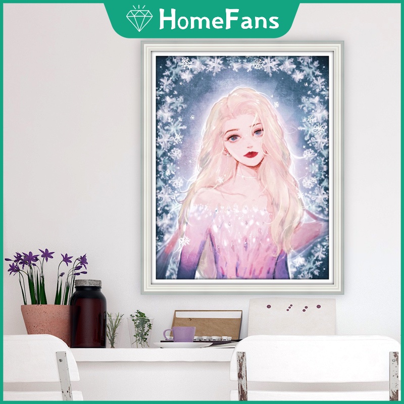 Bộ tranh đính đá 5D họa tiết công chúa hoạt hình độc đáo DIY 30 X40CM