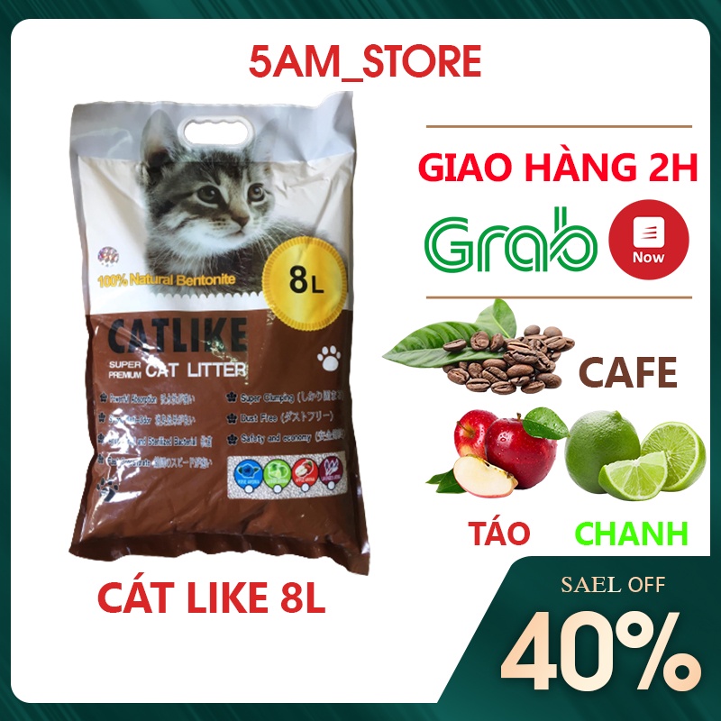 [Mã 157FMCGSALE giảm 8% đơn 500K] Catlike 8l cát cho mèo đi vệ sinh mùi cafe chanh táo hút ẩm khử mùi tốt - 5am store