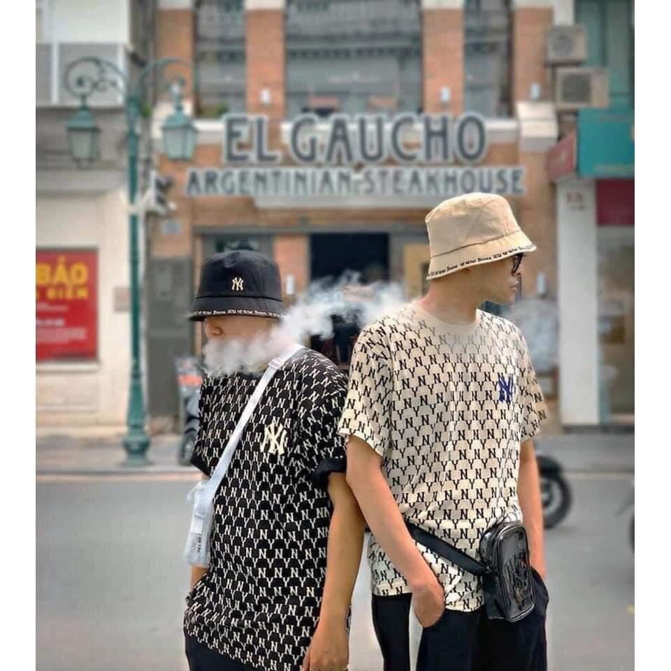 Áo thun monogram NY unisex vải 100% cotton co giãn 4 chiều cho nam và nữ Genz Trendy