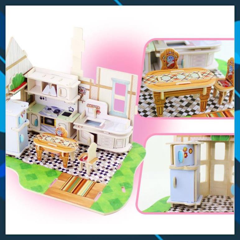 Mô hình nhà búp bê gỗ DIY Nhà búp bê -Villa series- Kitchen House -HPMDV140 Toy World