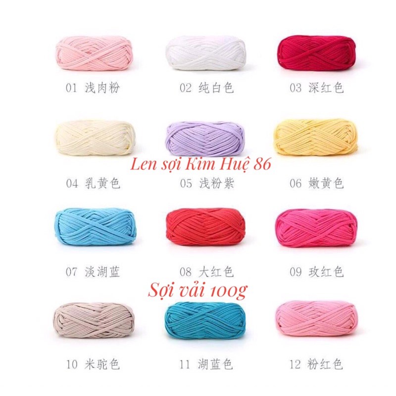 Sợi vải trơn 100g( từ màu 01 đến 20)