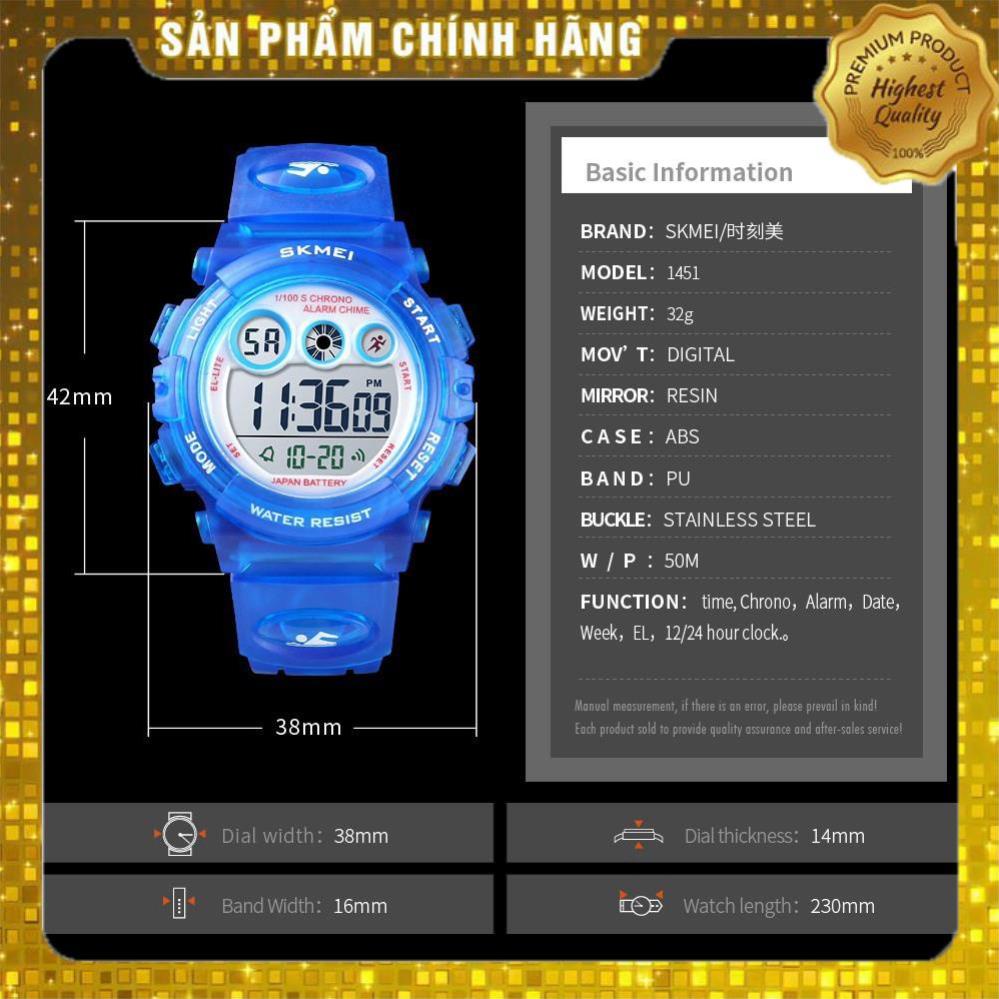 Đồng Hồ Trẻ Em Thể Thao điện tử dây cao su Skmei 1451