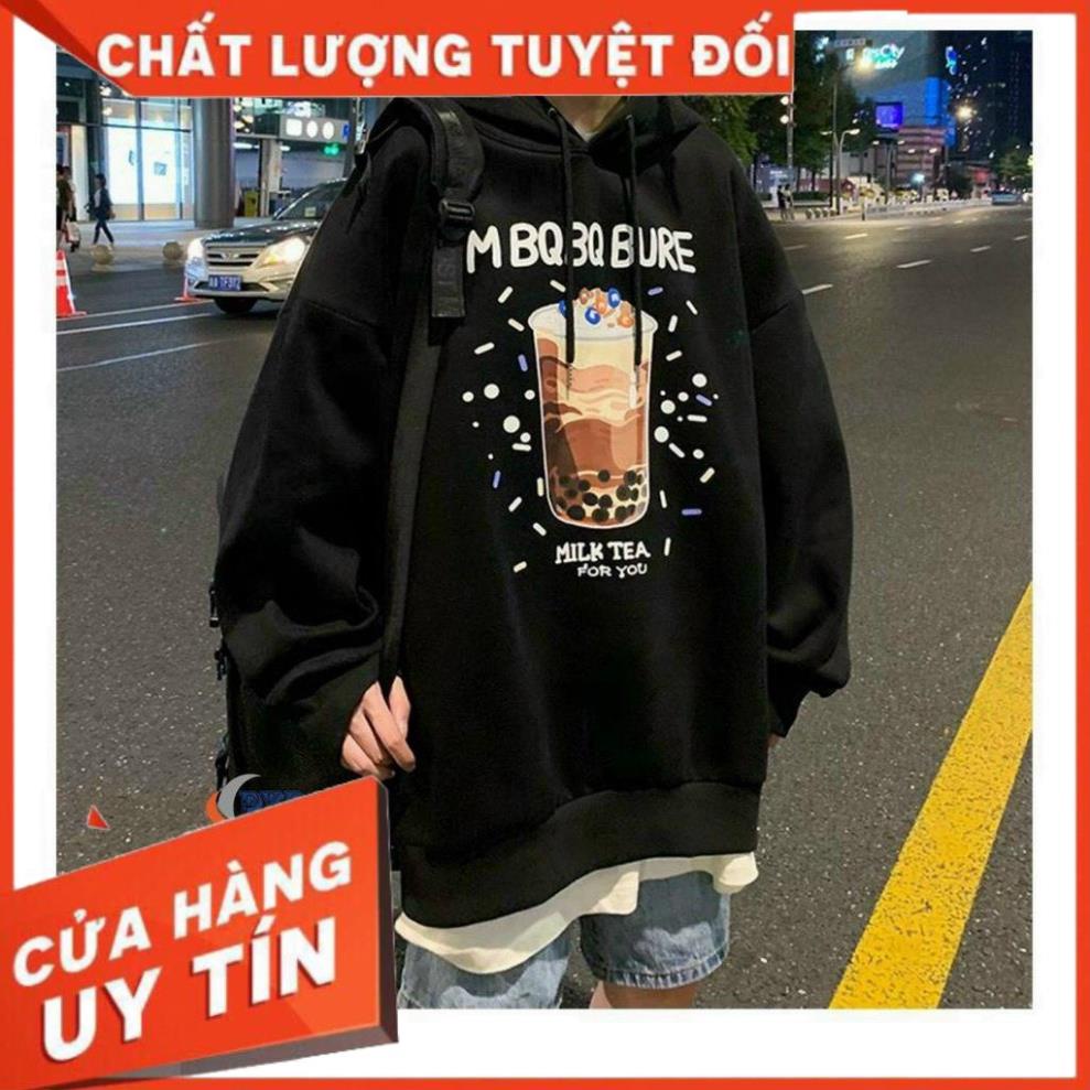 Áo hoodie nam nữ unisex in hình ly trà sữa, chất vải nỉ dày mịn, nón 2 lớp. áo hoodie tay dài dáng rộng  K031