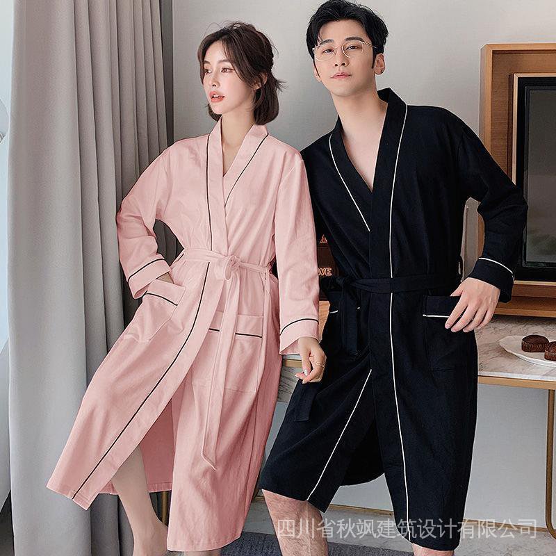 Áo Choàng Tắm 100% Cotton Dáng Dài Thấm Hút Tốt Nhanh Khô Thời Trang Xuân Thu Cho Nam LDd7