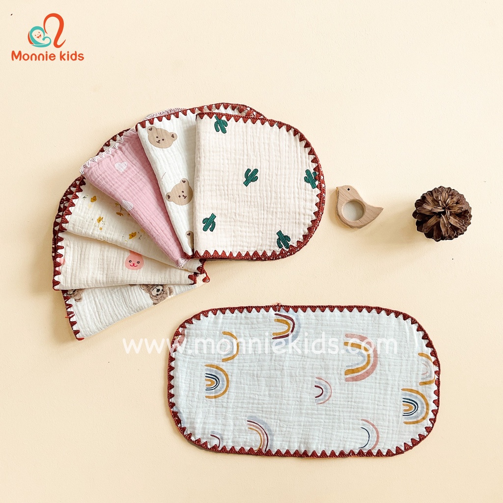 GỐI MỎNG LÓT THẤM HÚT MỒ HÔI VẢI XÔ MUSLIN MOCHEE KÍCH THƯỚC 15X30CM