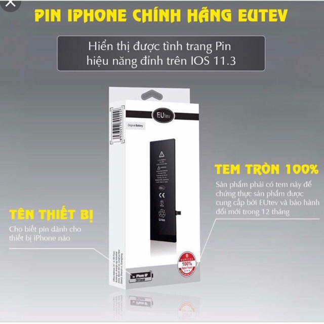 Pin iphone 6g chính hãng EUTEV