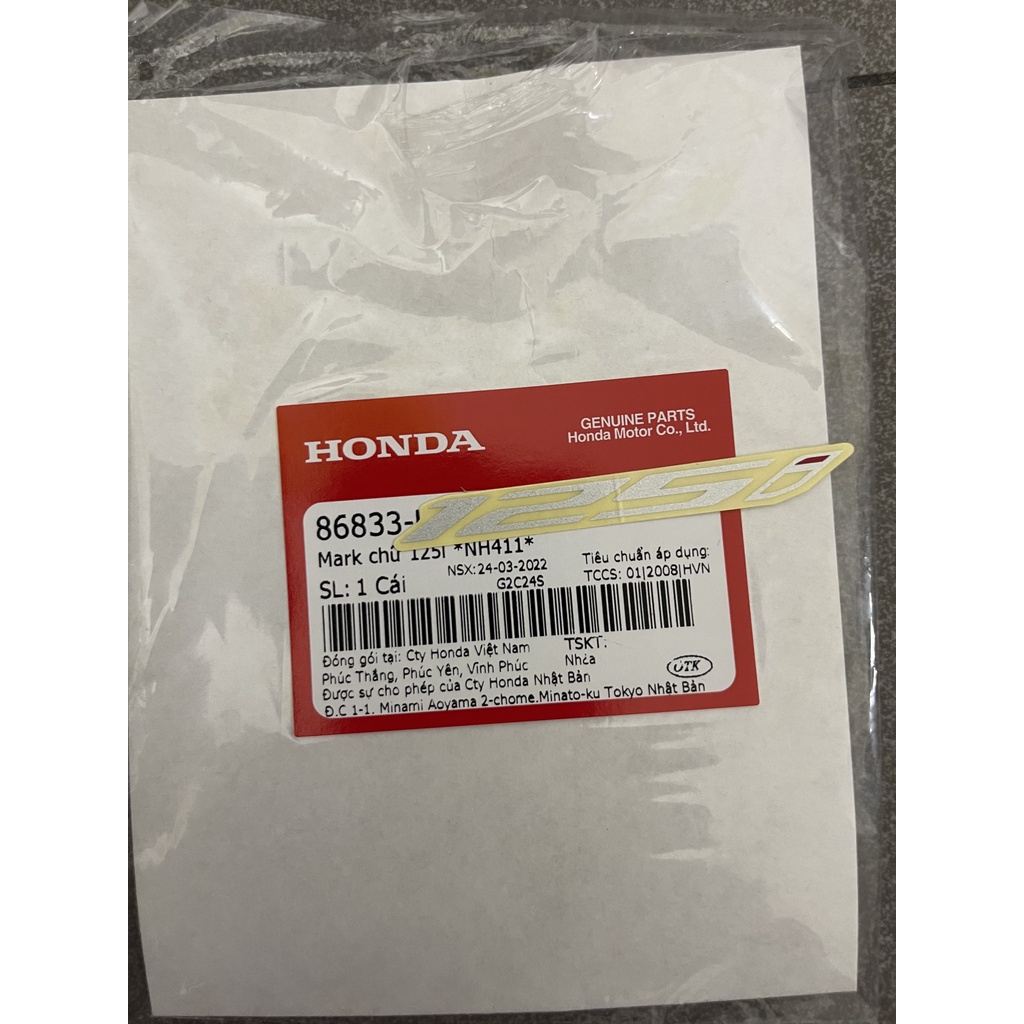 tem chữ 125 i 150i hàng chính hãng 86833k77v00za