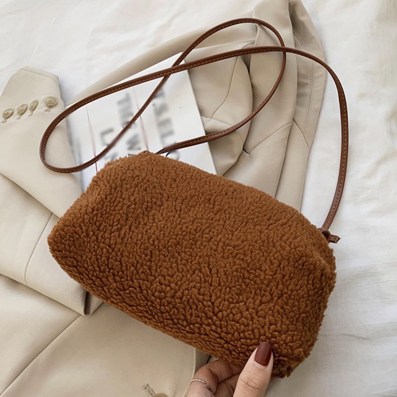 Túi Đeo Chéo Hình Đám Mây Phối Lông Xinh Xắn Cho Nữ