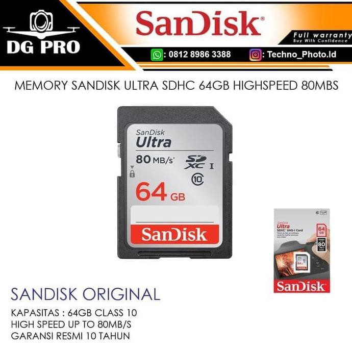 Thẻ Nhớ Sandisk Ultra Sdhc 64gb 80mbs Tốc Độ Cao