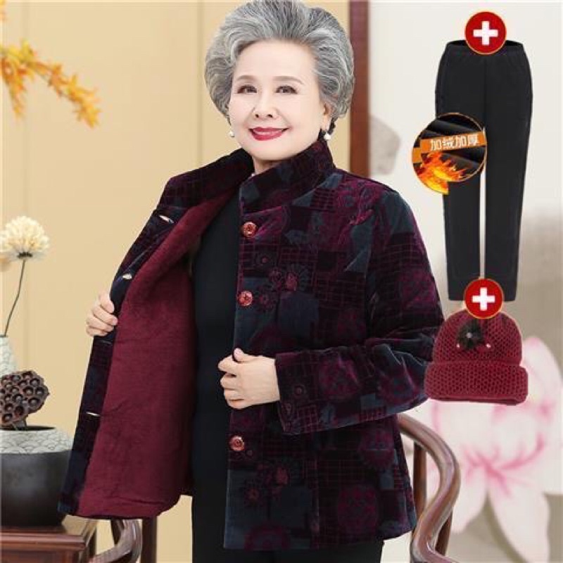 Áo bông cho bà lót lông bên trông ấm,kiểu dáng sang trọng mua tặng quá hợp lý