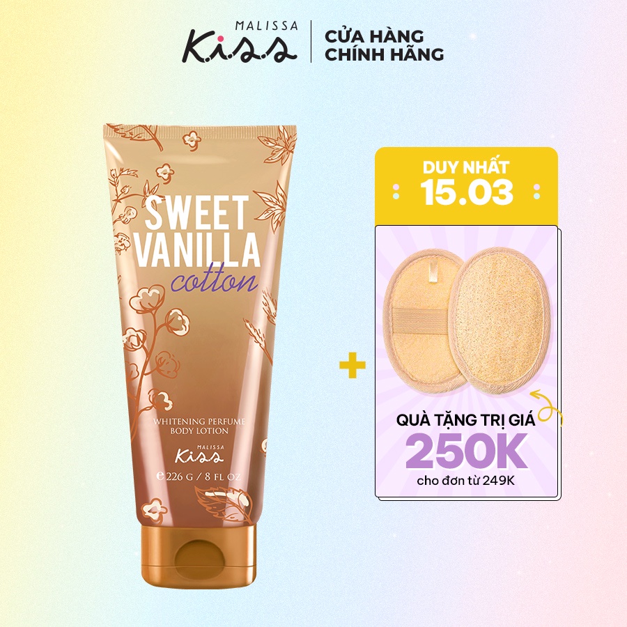 Sữa Dưỡng Trắng Da Toàn Thân Hương Nước Hoa Malissa Kiss - Hương Sweet Vanilla Cotton 226g