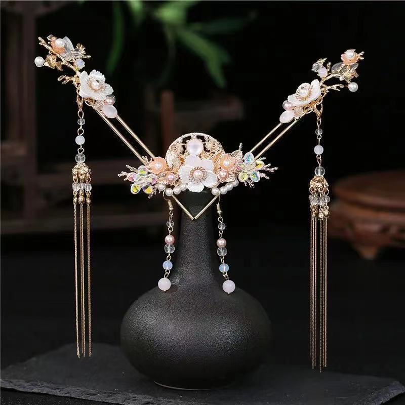 M &amp; E Kẹp Tóc Tua Rua Phong Cách Hanfu Cổ Điển Phụ Kiện Hóa Trang Cho Bé Gái