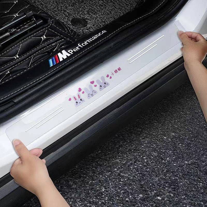 Set miếng dán bệ cửa xe ô tô trang trí trong suốt chống trượt chống trầy nhiều mẫu mã hoạt hình tùy chọn (có bán lẻ)