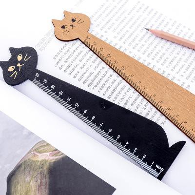thước kẻ gỗ mèo mắt tròn THG7 cute dễ thương 12 cm