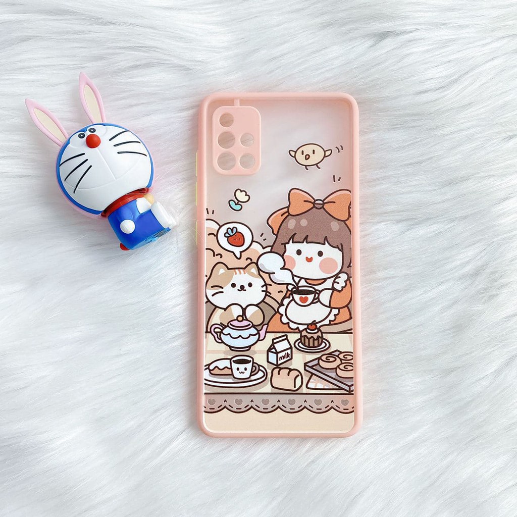 Ốp lưng Realme 5i /5/ 5s/ realme C3 nhám mẫu Roro Cat chống vân, bảo vệ camera màu pastel đang cực hot